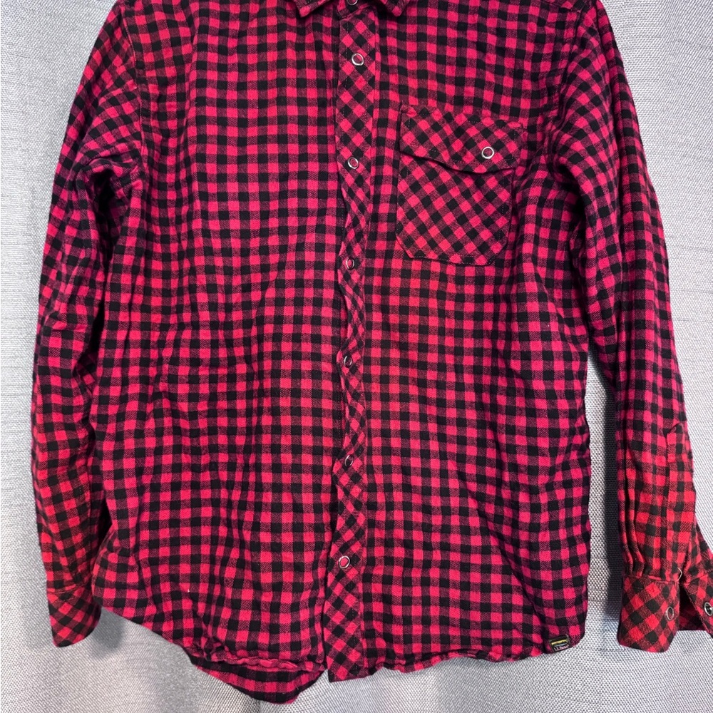 L.L. Bean Kids Red and Black Plaid Button Down Shirt